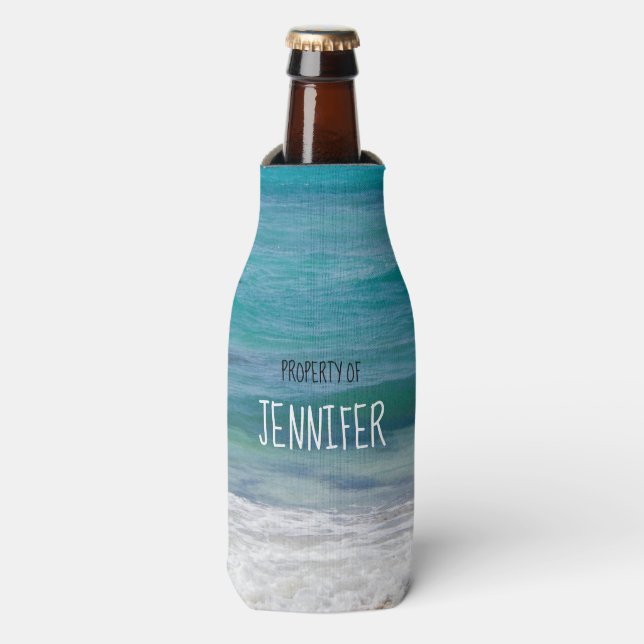 Property of Your Name Caribbean Sea Personalised  Bottle Cooler (Bottle Front)