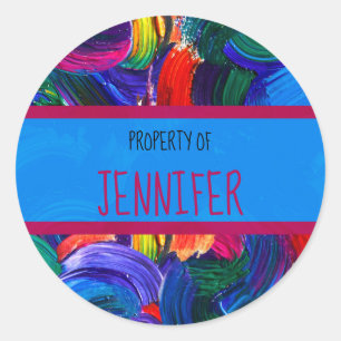 Property of Your Name Faux Painted Classic Round Sticker