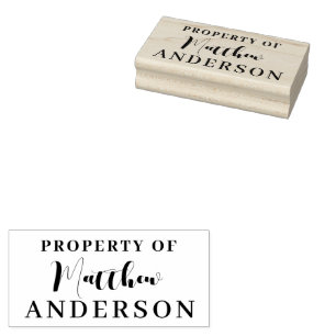 Property Of Your Name   Personalized Script  Rubber Stamp
