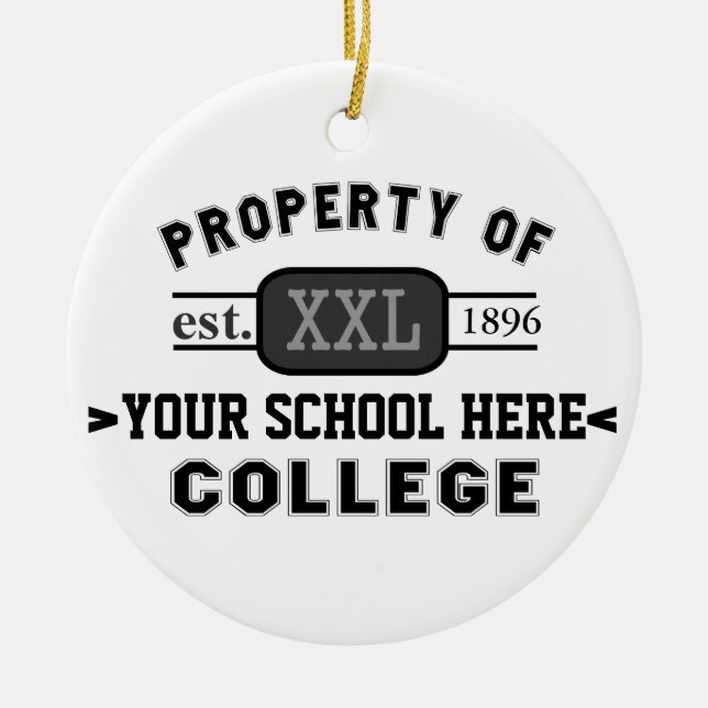 Property of Your School or College Personalised Ceramic Tree Decoration (Front)