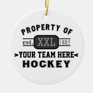 Property of Your Sports Team Hockey Personalised Ceramic Tree Decoration
