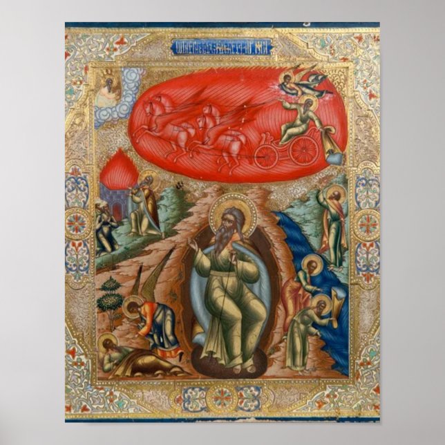 Prophet Elijah Orthodox Christian Icon Print (Front)