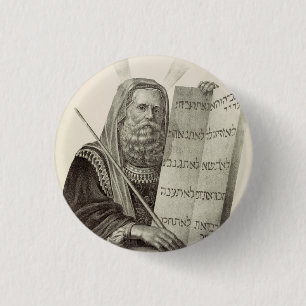 Prophet Moses with the Tablets of the Law 3 Cm Round Badge