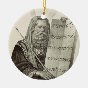 Prophet Moses with the Tablets of the Law Ceramic Tree Decoration