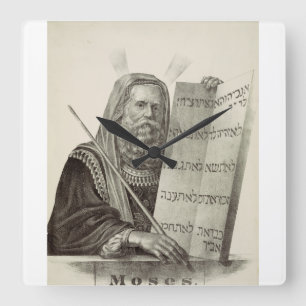 Prophet Moses with the Tablets of the Law Square Wall Clock