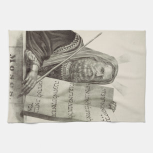 Prophet Moses with the Tablets of the Law Tea Towel