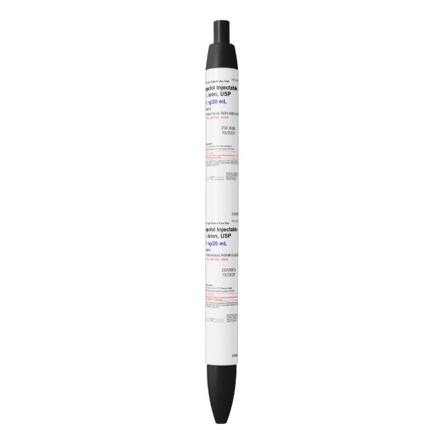 Propofol Anaesthesia CRNA Black Trim Pen, Black In Ink Pen (Front Vertical)