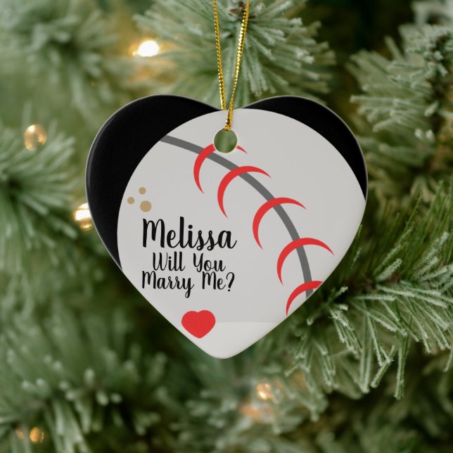 Proposal Ornament- Will You Marry Me Baseball Ceramic Tree Decoration (Tree)