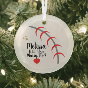 Proposal Ornament- Will You Marry Me Sport Glass Tree Decoration