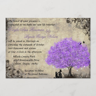 Proposal Purple Tree Vintage Wedding Invitation. Invitation