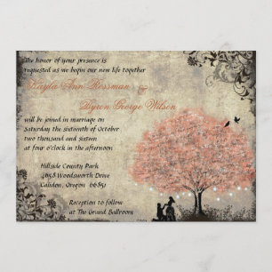 Proposal Salmon Tree Vintage Wedding Invitation