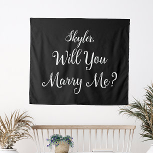 Proposal Sign Name Black White Will You Marry Me? Tapestry