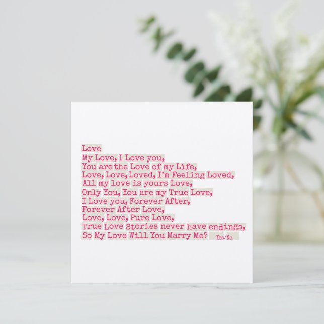 Proposal/Will U Marry Me?  (Standing Front)