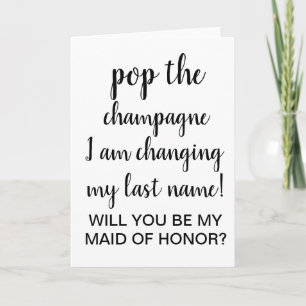 PROPOSAL WILL YOU BE MY MAID OF HONOR BRIDESMAID INVITATION