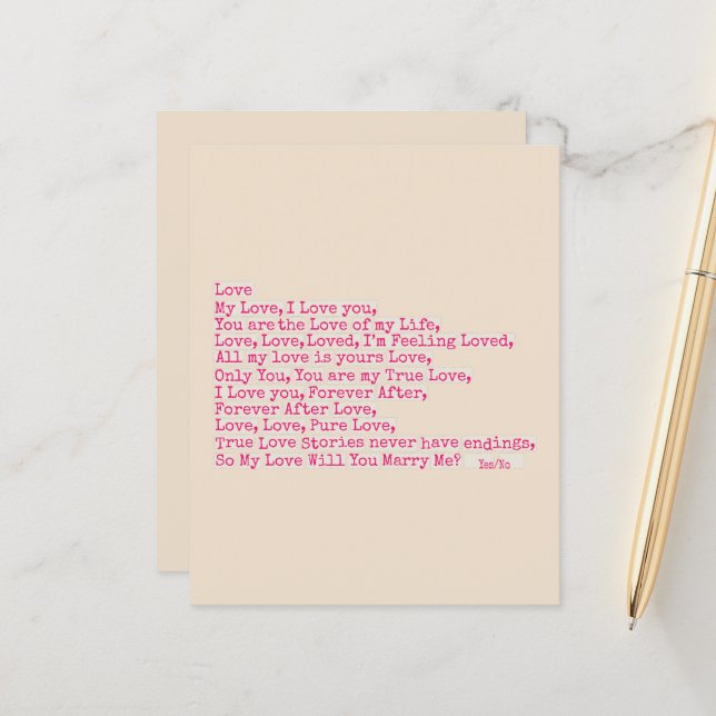 Proposal /Will You Marry Me?  (Front/Back In Situ)