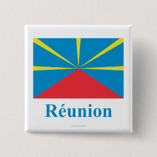 Proposed Reunion Island Flag with Name in French 15 Cm Square Badge