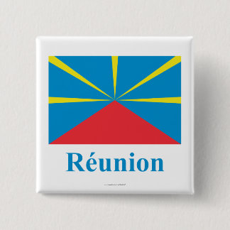 Proposed Reunion Island Flag with Name in French 15 Cm Square Badge