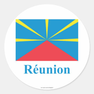 Proposed Reunion Island Flag with Name in French Classic Round Sticker