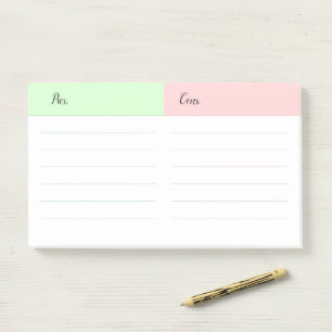 Pros and Cons Decision Making Post-it Notes