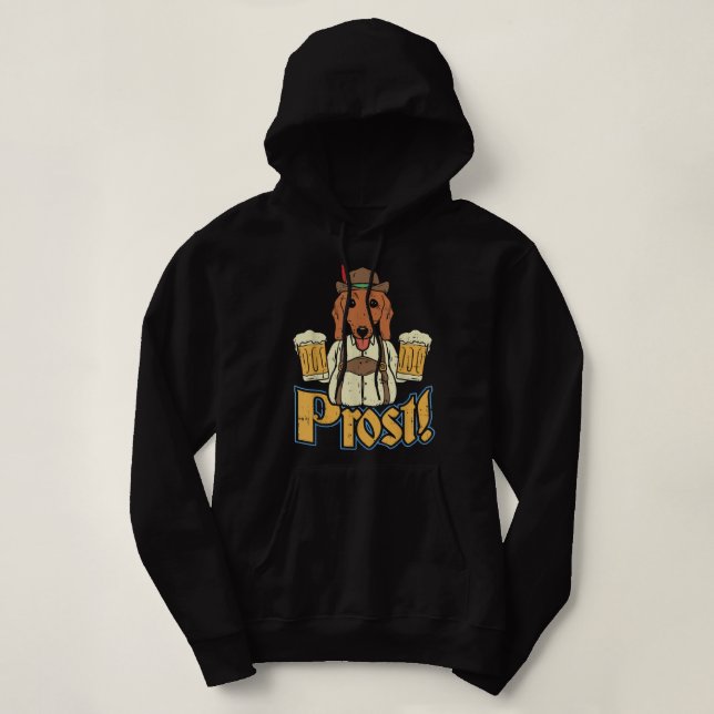 Pros Oktoberfest German Dachshund Dog Drinking Bee Hoodie (Design Front)