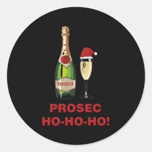 Prosec-Ho Ho Ho Prosecco Print Classic Round Sticker