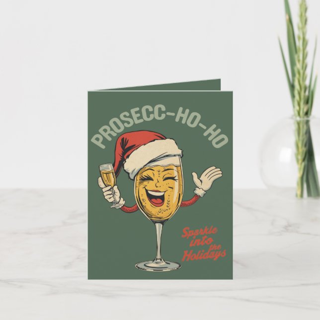 Prosecc-ho-ho – Funny Christmas Prosecco Pun  Card (Front)