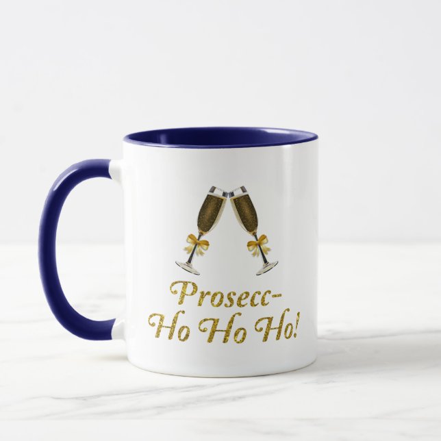 Prosecc-Ho Ho Ho! Funny Prosecco Christmas Party Mug (Left)