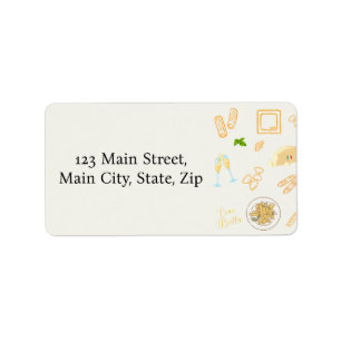 Prosecco and Pasta Birthday Label