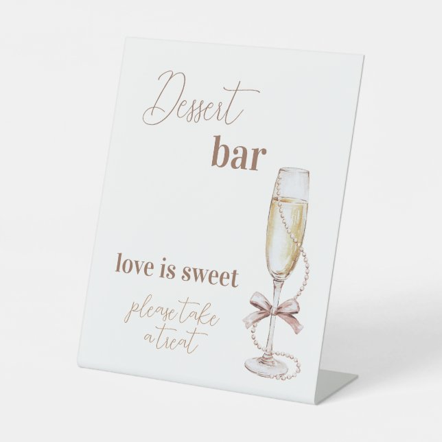 Prosecco and Pearls Bridal Shower Dessert Bar Sign (Front)