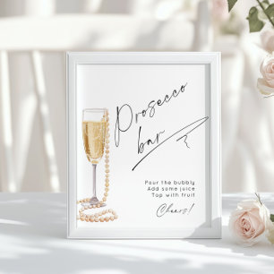 Prosecco Bar Pearls and Prosecco Bridal shower Poster