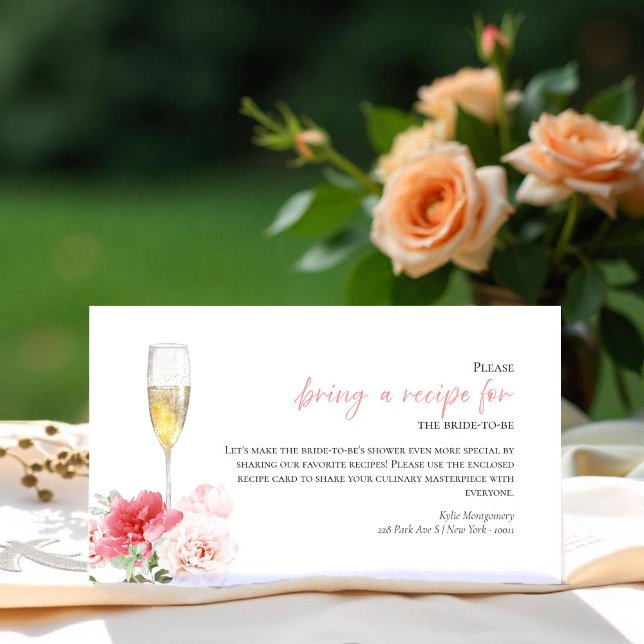 Prosecco Bridal Shower Recipe Request Card (Creator Uploaded)