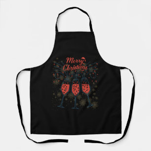 Prosecco Champagne Funny Merry Christmas Glasses Apron