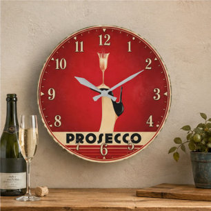 Prosecco Champagne Lover Kitchen Elegant Wine Large Clock