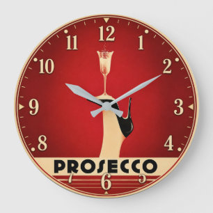 Prosecco Champagne Lover Kitchen Elegant Wine Large Clock