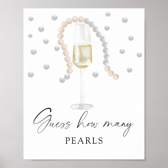 Prosecco - how many PEARLS bridal shower game Poster (Front)