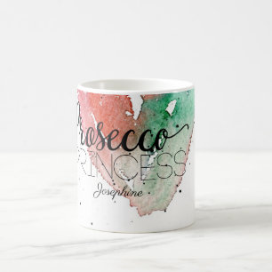 'Prosecco Princess' Girly Personalised Watercolor Coffee Mug