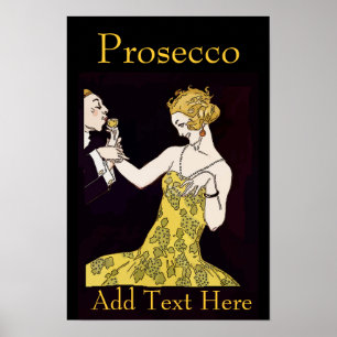 Prosecco, vintage  couple, add text, poster