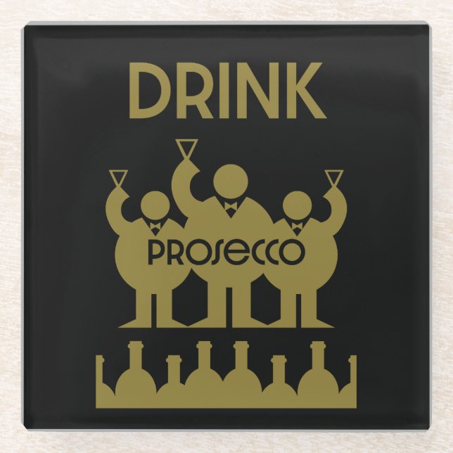Prosecco Wine Drinkers Glass Coaster (Front)