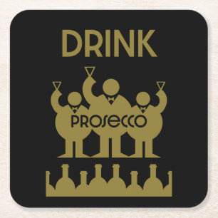 Prosecco Wine Drinkers Square Paper Coaster