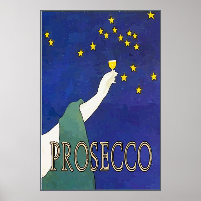 Prosecco, Wine Glass Stars Poster (Front)