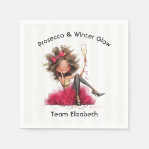 Prosecco & Winter Glow Christmas Bachelorette Napkin