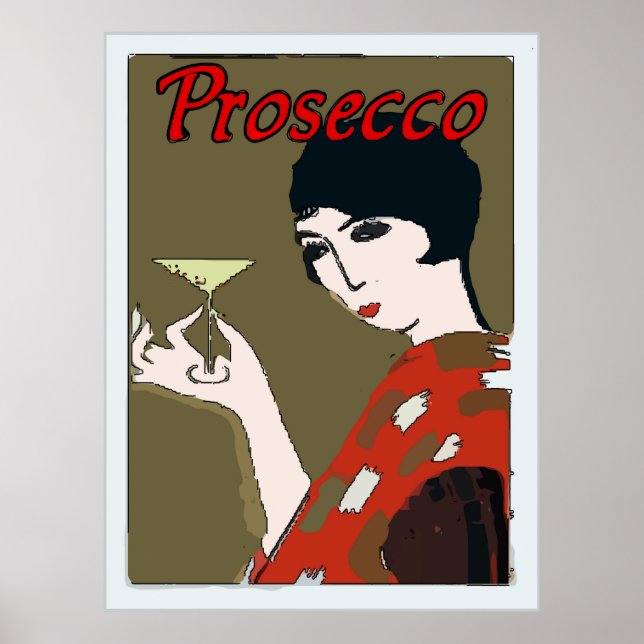 Prosecco, Woman with Glass Poster (Front)