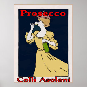 Prosecco, Woman with Glass Poster
