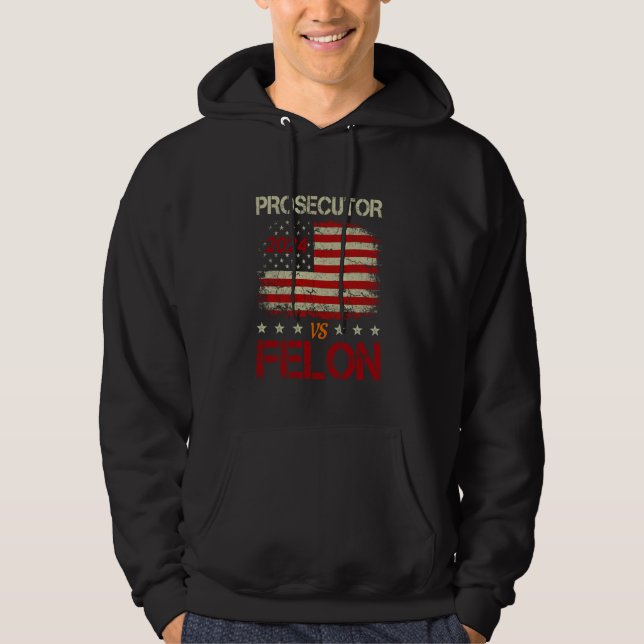 Prosecutor vs Felon 2024 Retro Stripe Voting Elect Hoodie (Front)