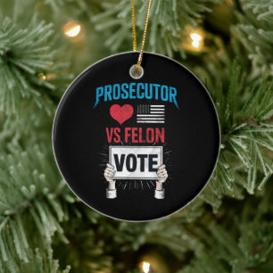 Prosecutor vs Felon Vote Ceramic Tree Decoration