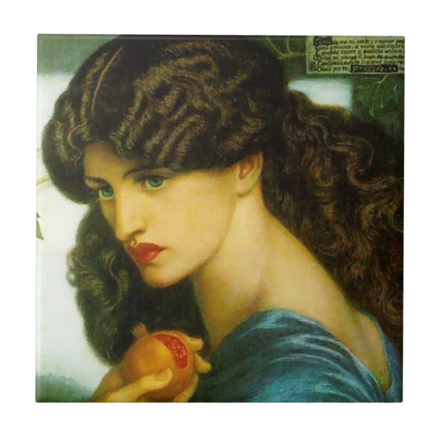 Proserpine by Rossetti Pre-Raphaelite Ceramic Tile (Front)