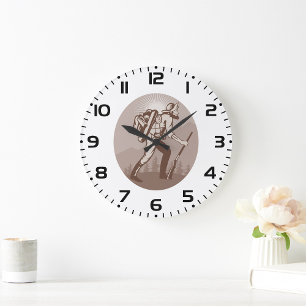 Prospector Miner Hiking Large Clock