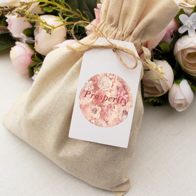 Prosperity Psalm 1:1-3 Verse Elegant Pink Flowers  Classic Round Sticker (Creator Uploaded)