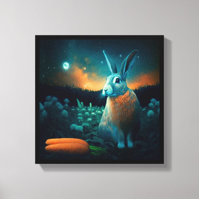 Prosperity Rabbit in the Moonlight Canvas Print (Front)