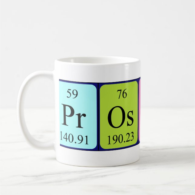 Prospero periodic table name mug (Left)